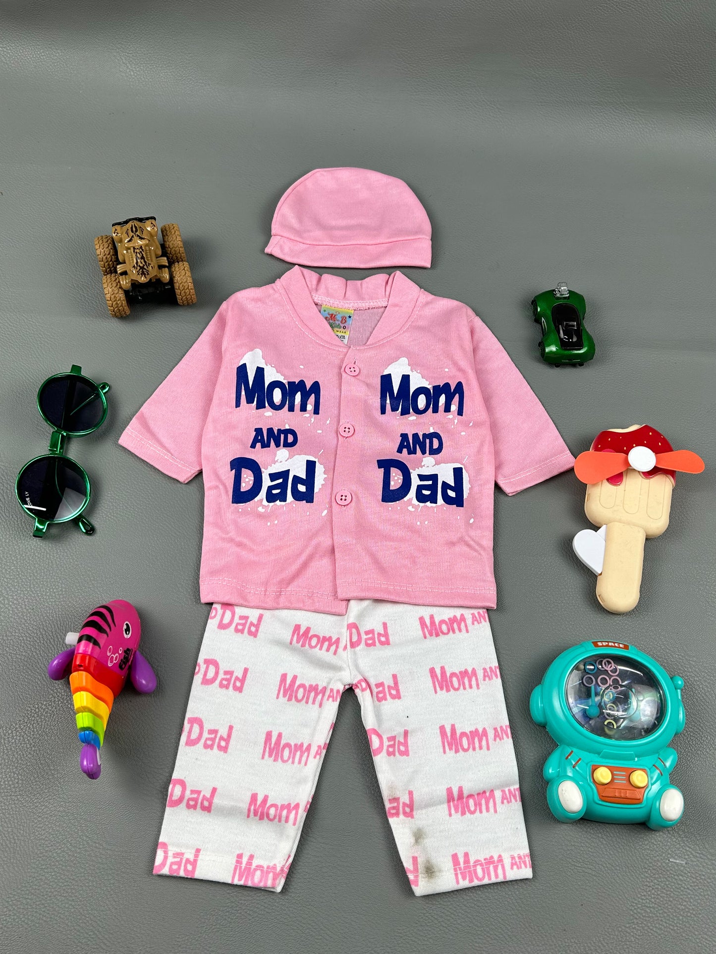 0Mth - 3Mth Pink Mom & Dad Baba Suit For Newborns HG NBS225