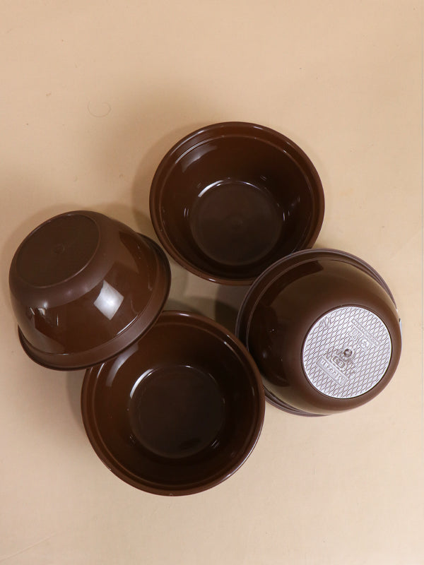 Dark Brown Pack Of 4 Plastic Bowls MB13