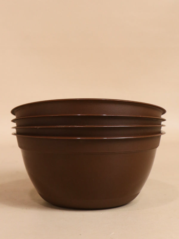 Dark Brown Pack Of 4 Plastic Bowls MB13