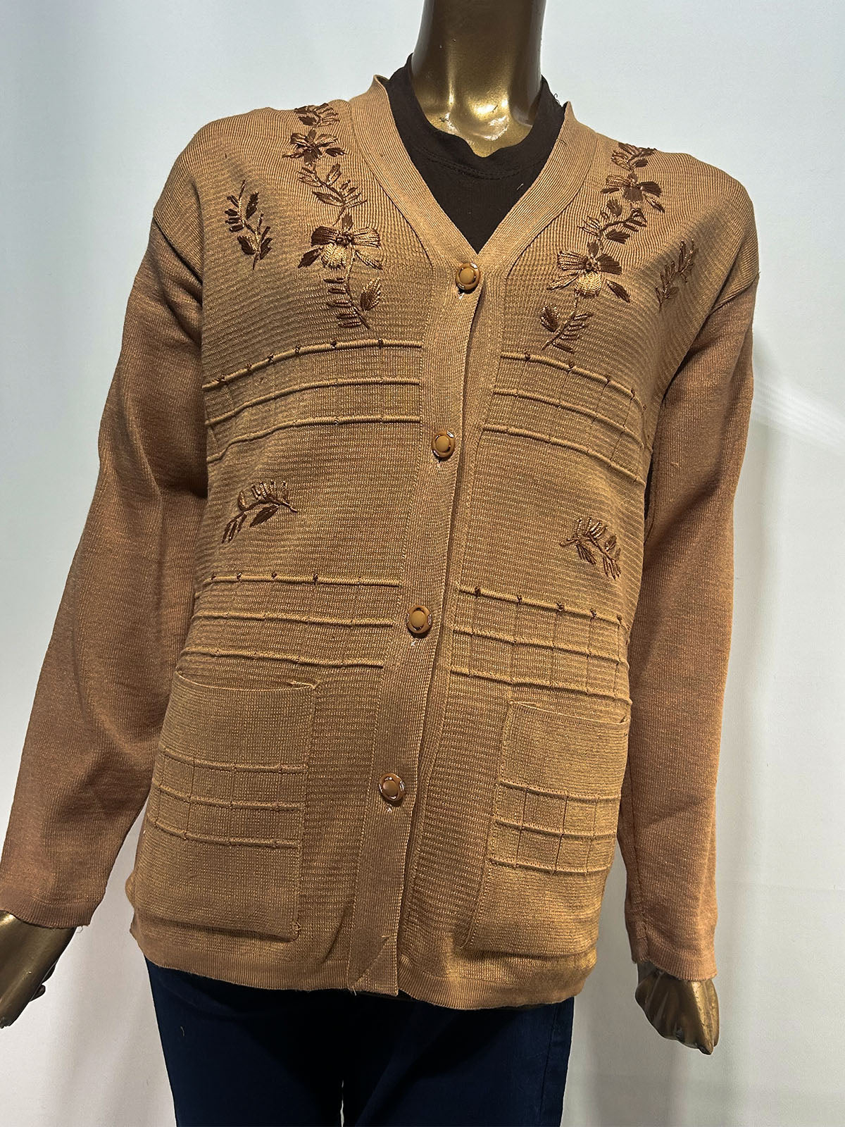 Brown Full Sleeves Sweater For Women WSW106