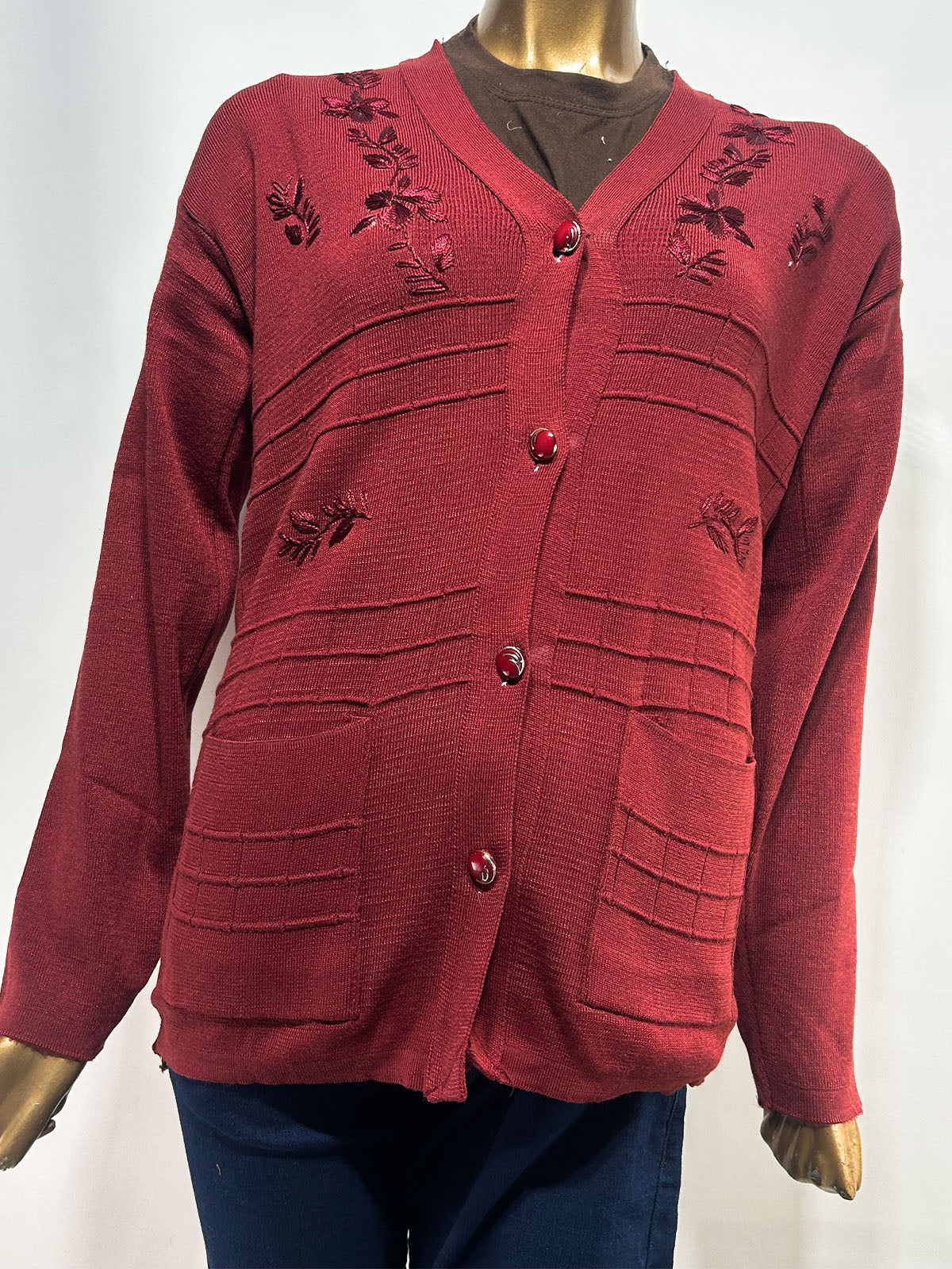 Dark Pink Full Sleeves Sweater For Women WSW107