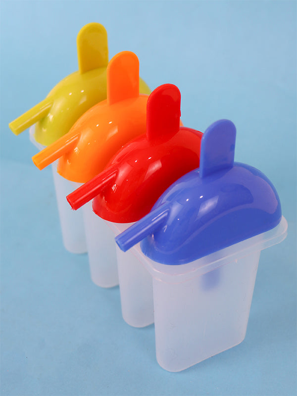Pack of 4 Reusable Ice Lolly Maker Ice Cream Molds Kulfi Maker Set