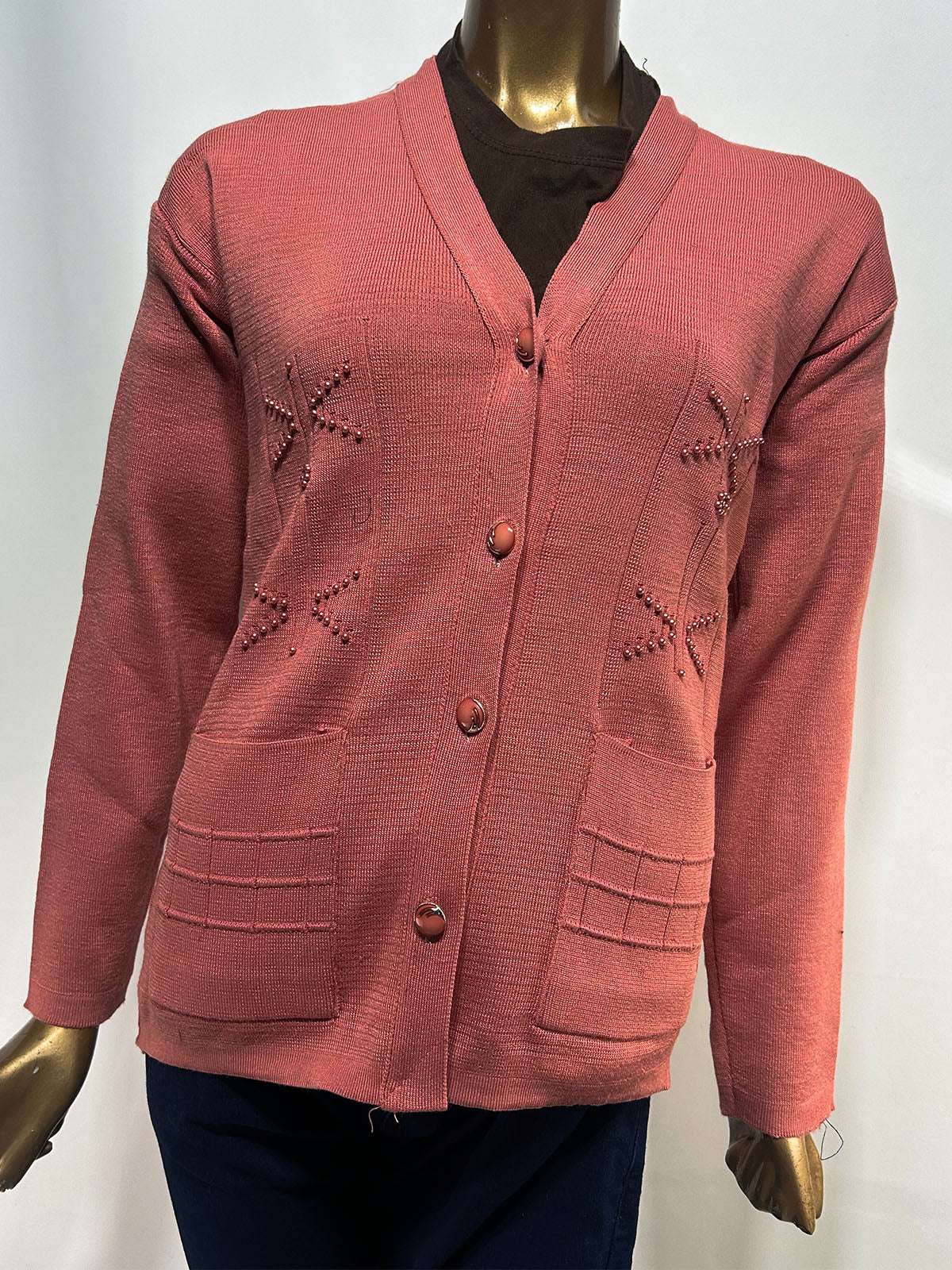 Light Pink Full Sleeves Sweater For Women WSW109
