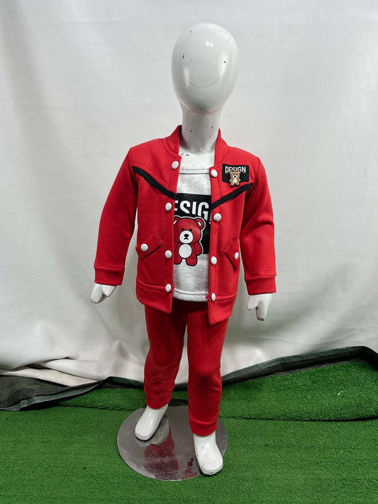 1Yr - 4Yrs Fleece Bear Red Suit For Kids SF BS567