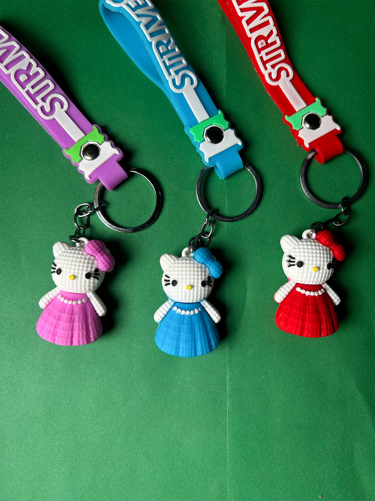 KC36 Pack of 3 Kitty Key Chain Multicolor