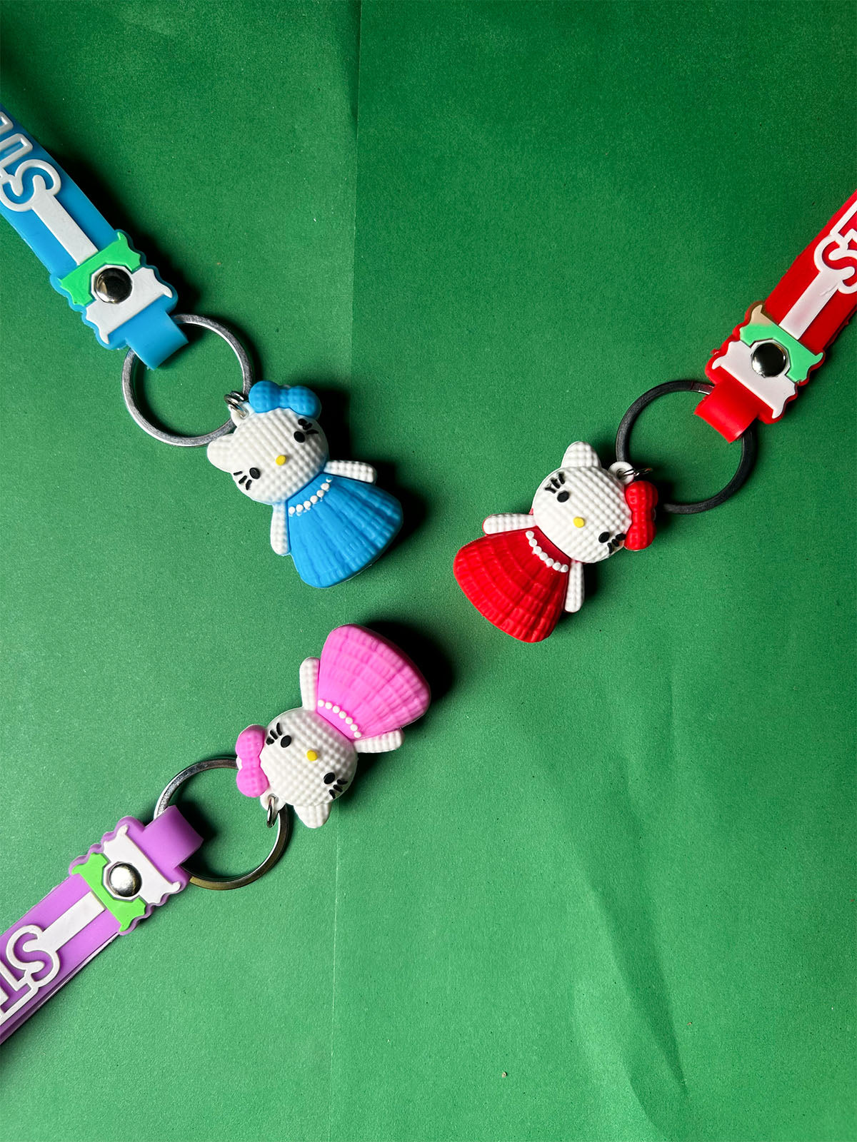 KC36 Pack of 3 Kitty Key Chain Multicolor