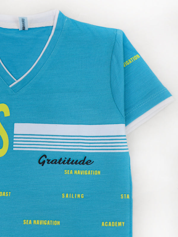 BTS06 Hello Too Boys T-Shirt 4Yrs - 8Yrs Gratitude Light Blue