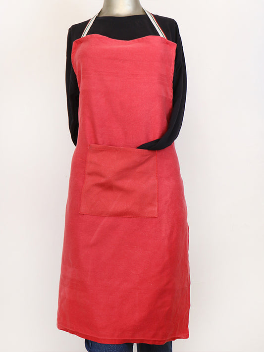 Kitchen Cooking Apron With Front-Pocket Plain Red