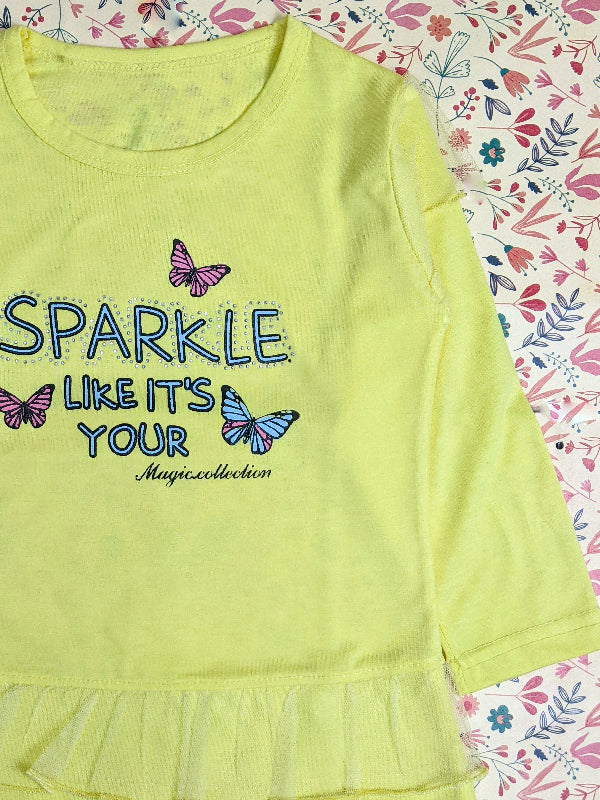 2Yrs - 7Yrs Sparkle Yellow T-Shirt For Girls SK GTS15