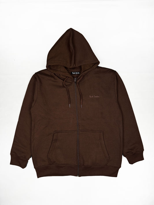 Dark Brown Zipper Hoodie For Men MH30