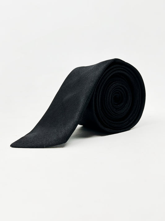 Pencil Tie Thin Formal Party Wear Black Shine