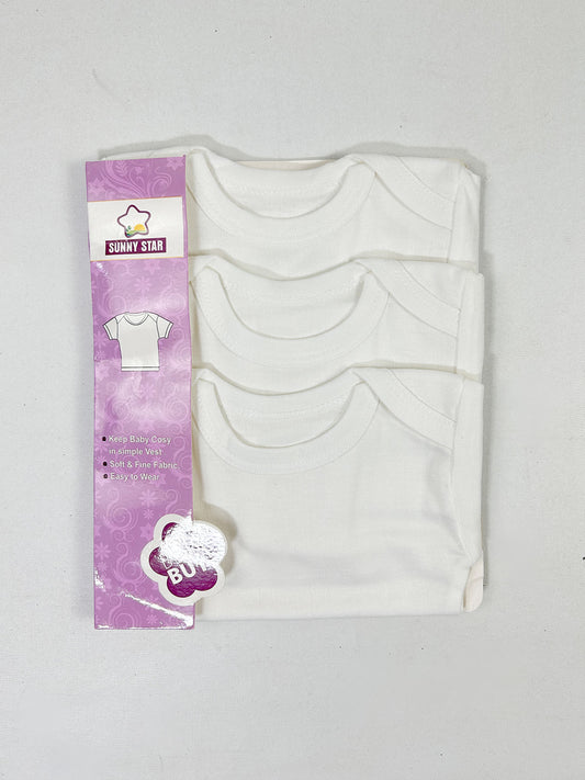 Pack Of 3 Newborn White Inner Full Sleeve Vest NBC18