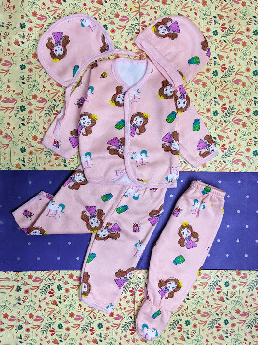 0Mth - 4Mth Pink 5Pcs Fleece Suit For Newborn BG NBGS59