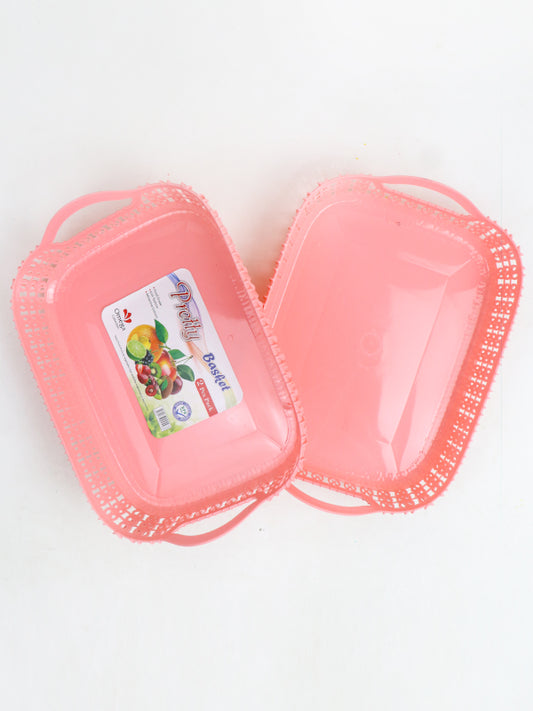 Light Peach Pack of 2 Multipurpose Tray Baskets for Fruits & Vegetables Storage