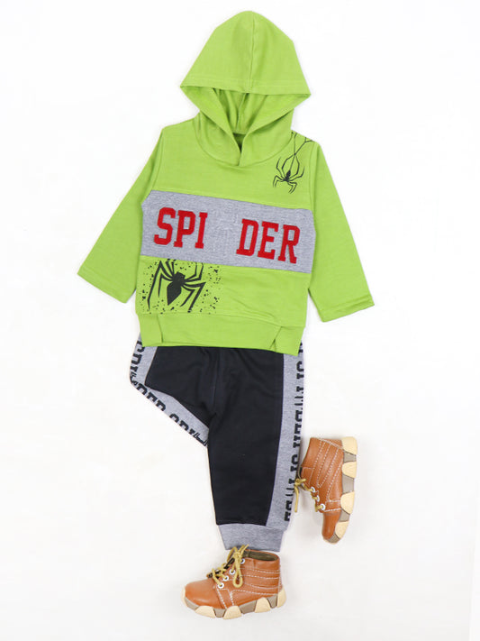 BS18 SK Hooded Kids Suit 1Yr - 4Yr Spider Green