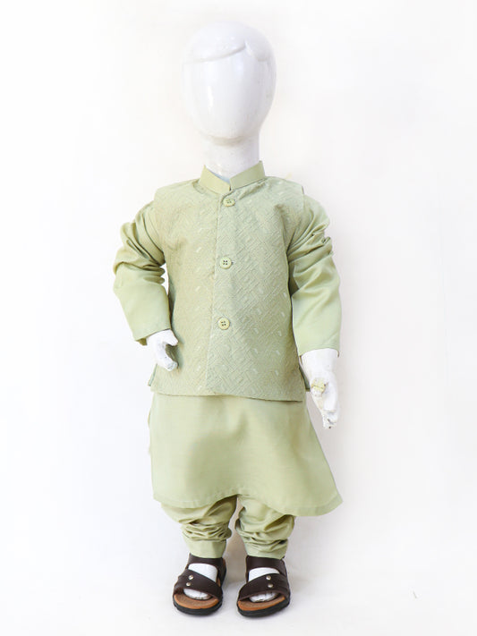 BKS15 AM Boys WaistCoat Kurta Pajama Suit 2Yrs - 14Yrs Green