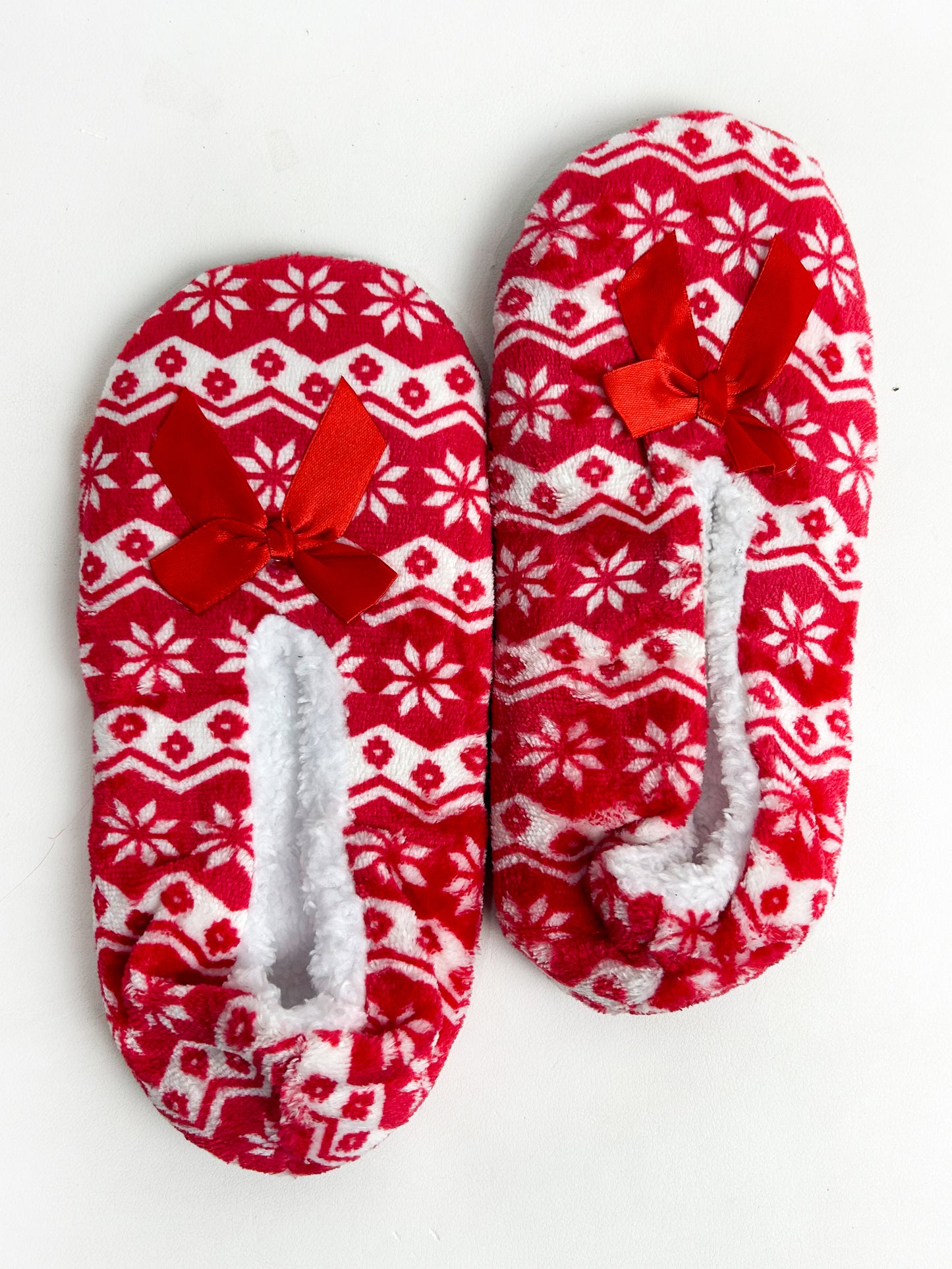 Red Fuzzy Slipper Socks FSS14