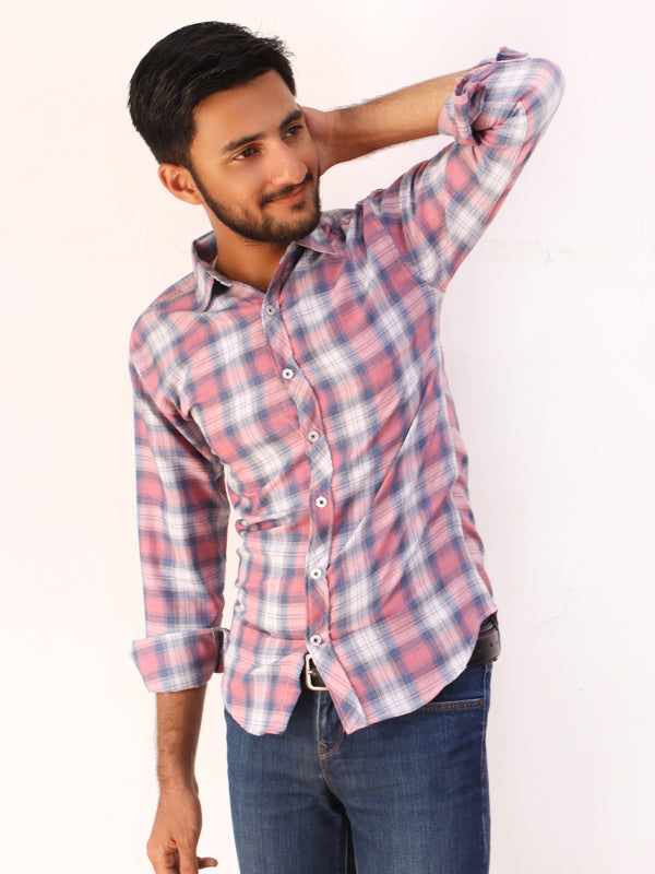 Pink Checks Casual Shirt For Men AZ MCS23