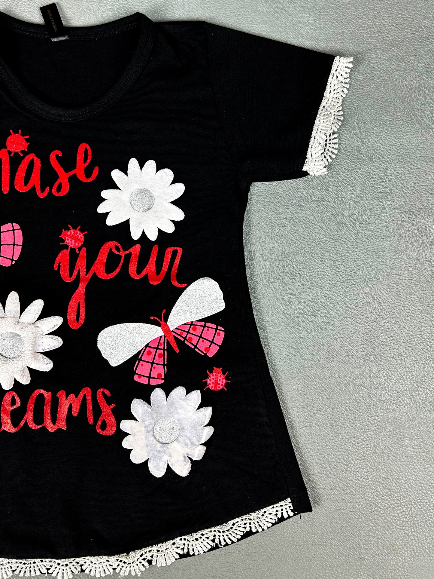 2.5Yrs - 7Yrs Dreams Black T-Shirt For Girls TB GTS25