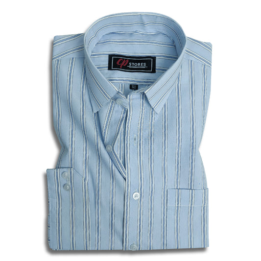 Light Blue Lines Formal Dress Shirt For Men AN MFS105