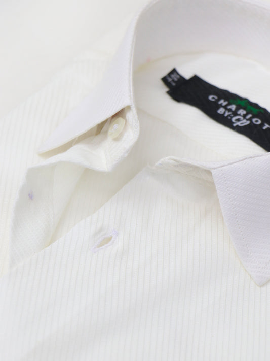Z Men's Formal Dress Shirt White Striped