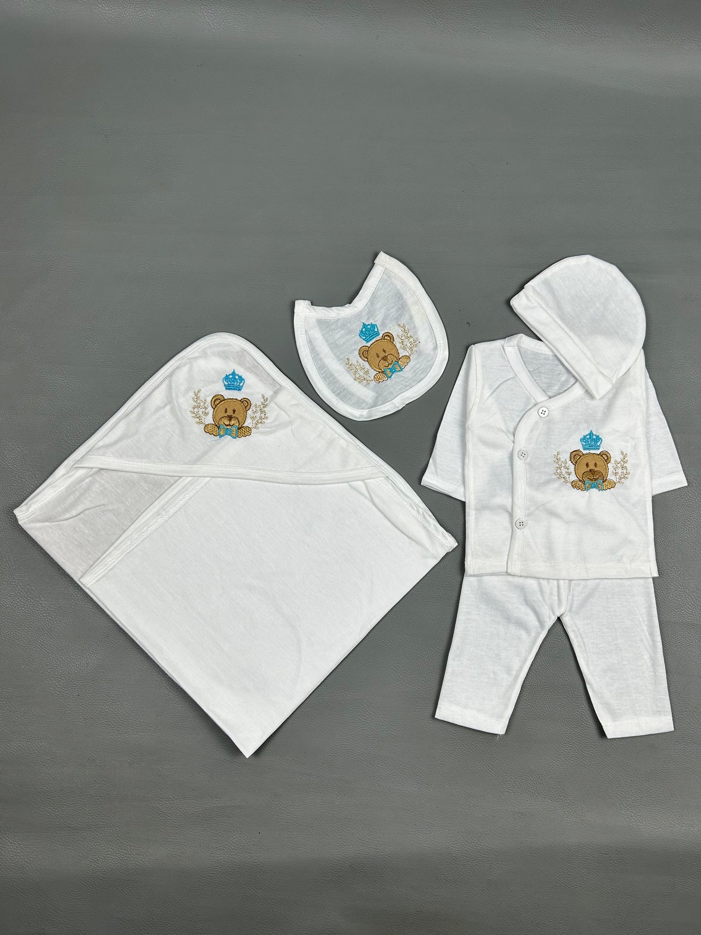 0Mth - 3Mth Bear White 5Pcs Gift Set For Newborn NBGS130