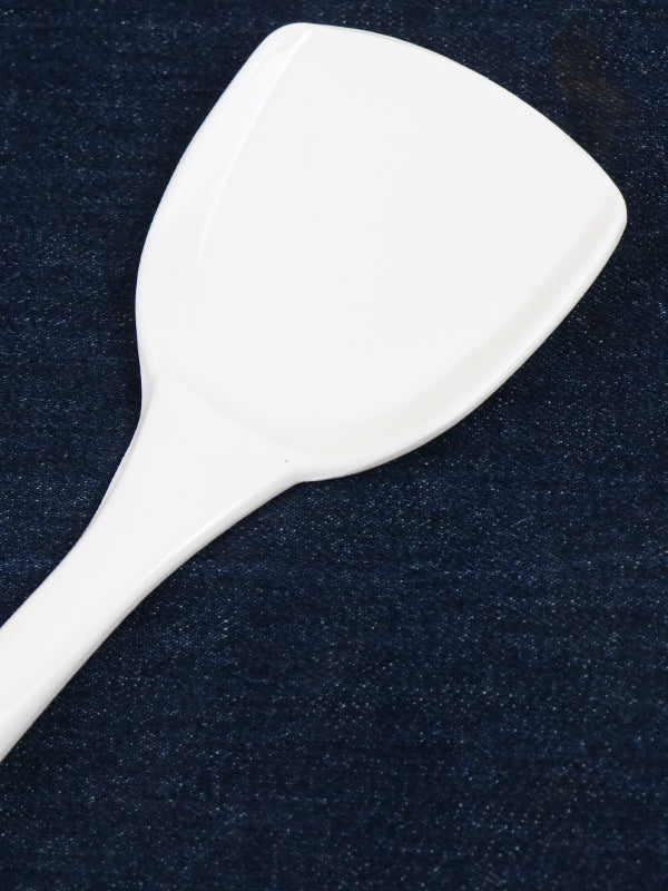 Melamine Spoon with Steel Handle White