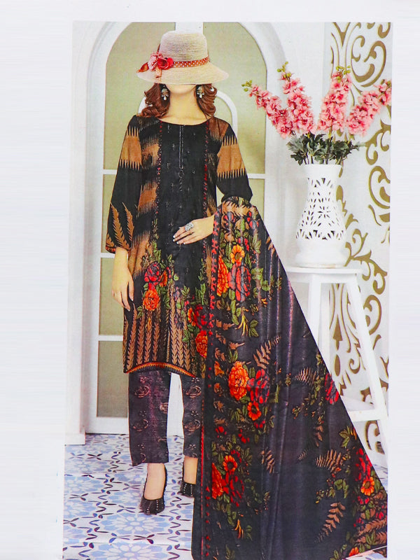 3Pcs Unstitched Digital Printed Lawn Suit For Women 23