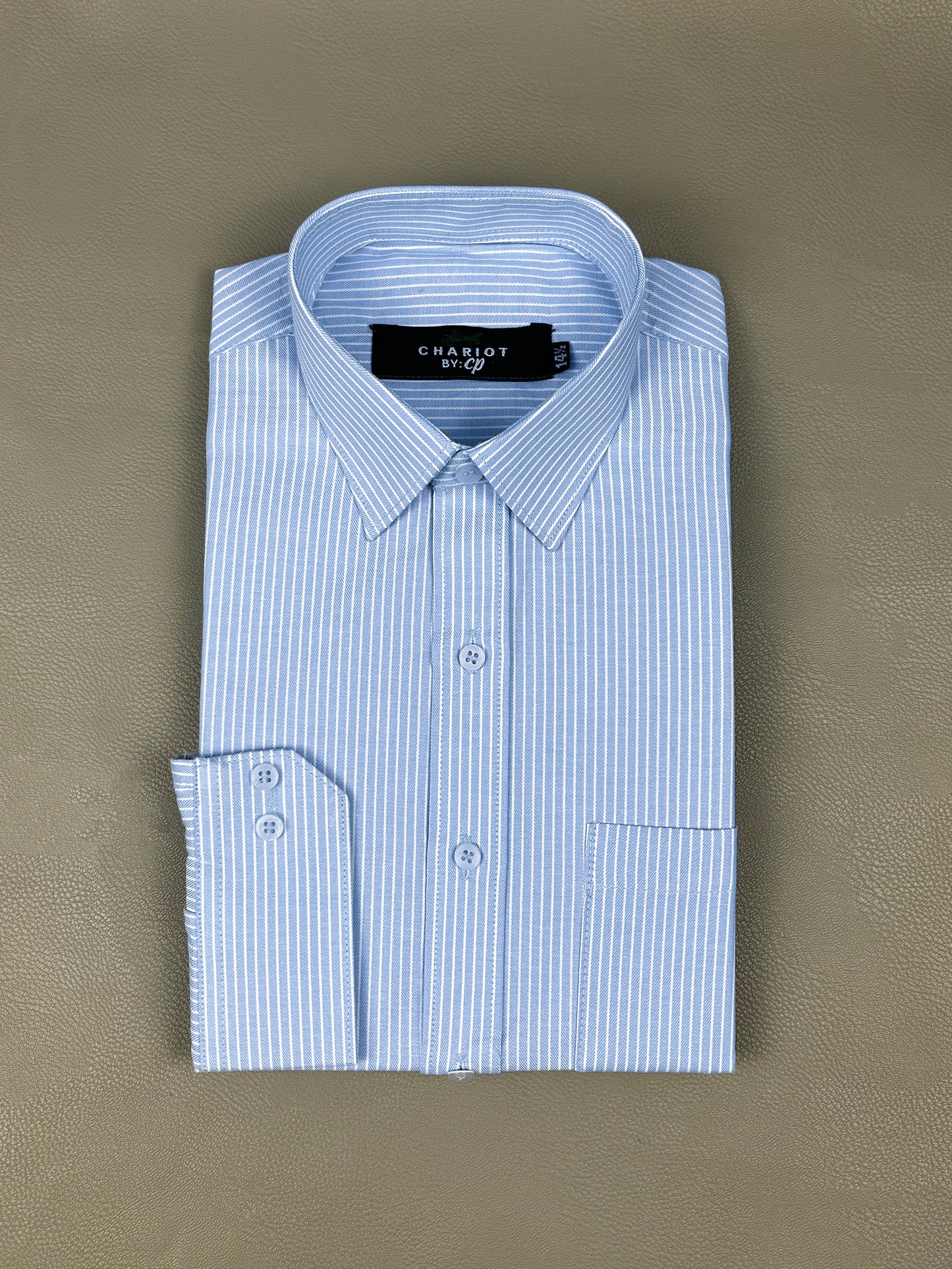 Blue W Lines Formal Dress Shirt For Men MFS194