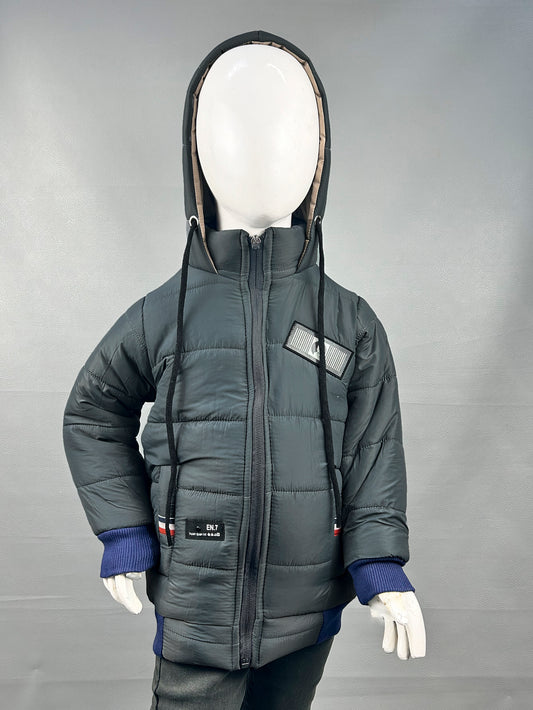 2.5Yrs - 8Yrs Dark Grey Puffer Jacket For Boys NKG KJ27