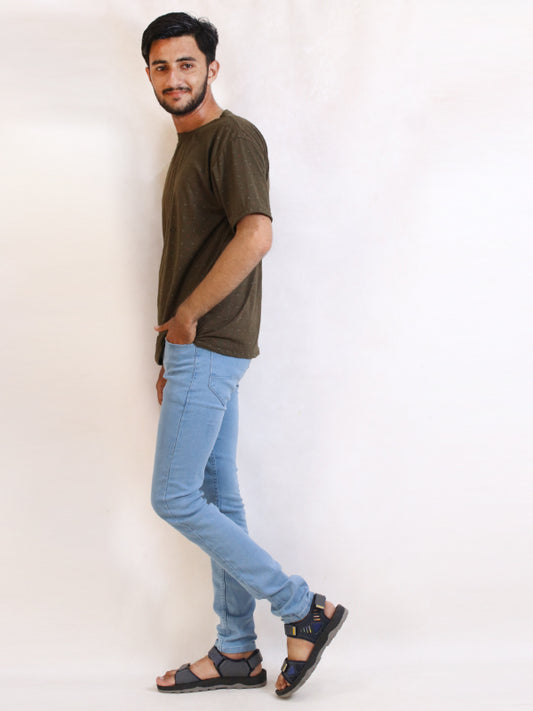 Men Sky Blue Slim Fit Denim Jeans MDJ07