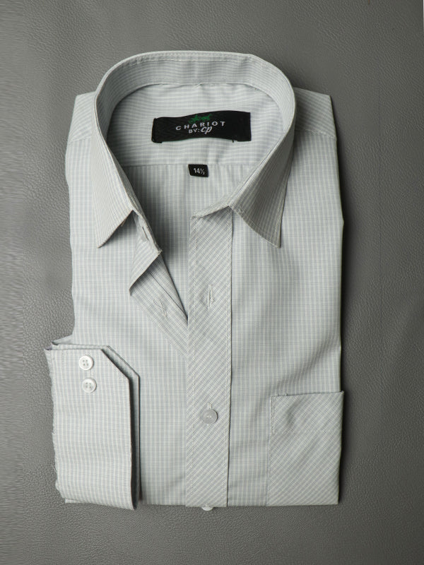 MFS04 Men's Formal Dress Shirt Light Grey Checks