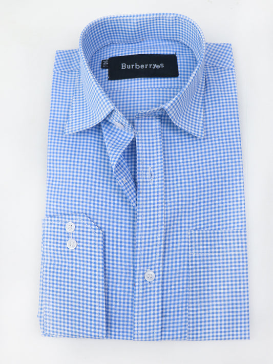 ZS Men's Formal Dress Shirt Light Blue Checks MFS394