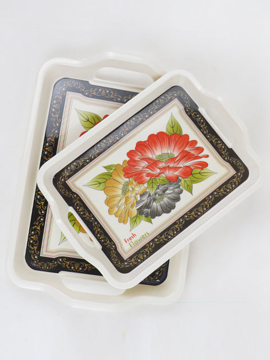 Pack of 2 Melamine Serving Tray Designed 10