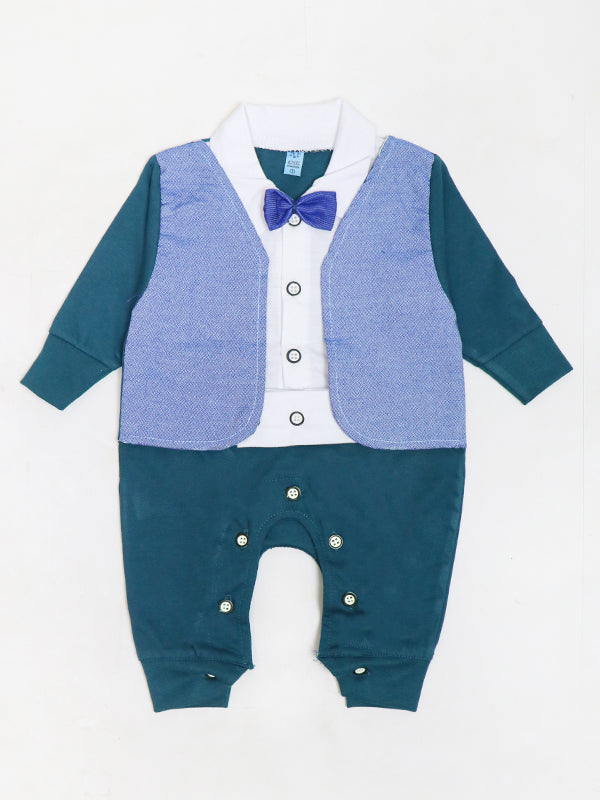 ATT Newborn Romper 3Mth - 6Mth Tuxedo Style Dark Grey Blue