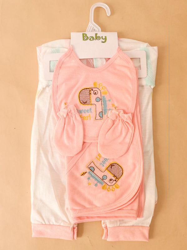 0Mth - 3Mth Sweet Light Peach 5Pcs Gift Set For Newborn NBGS45