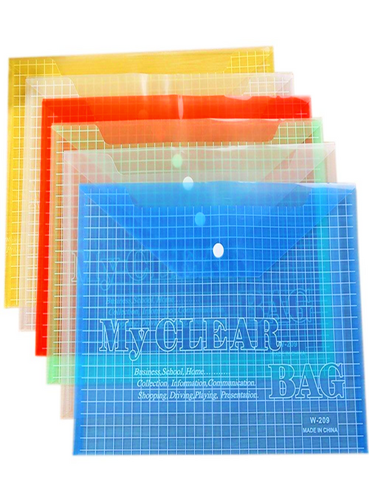 Pack of 4 Multicolor Transparent File Bag For Documents