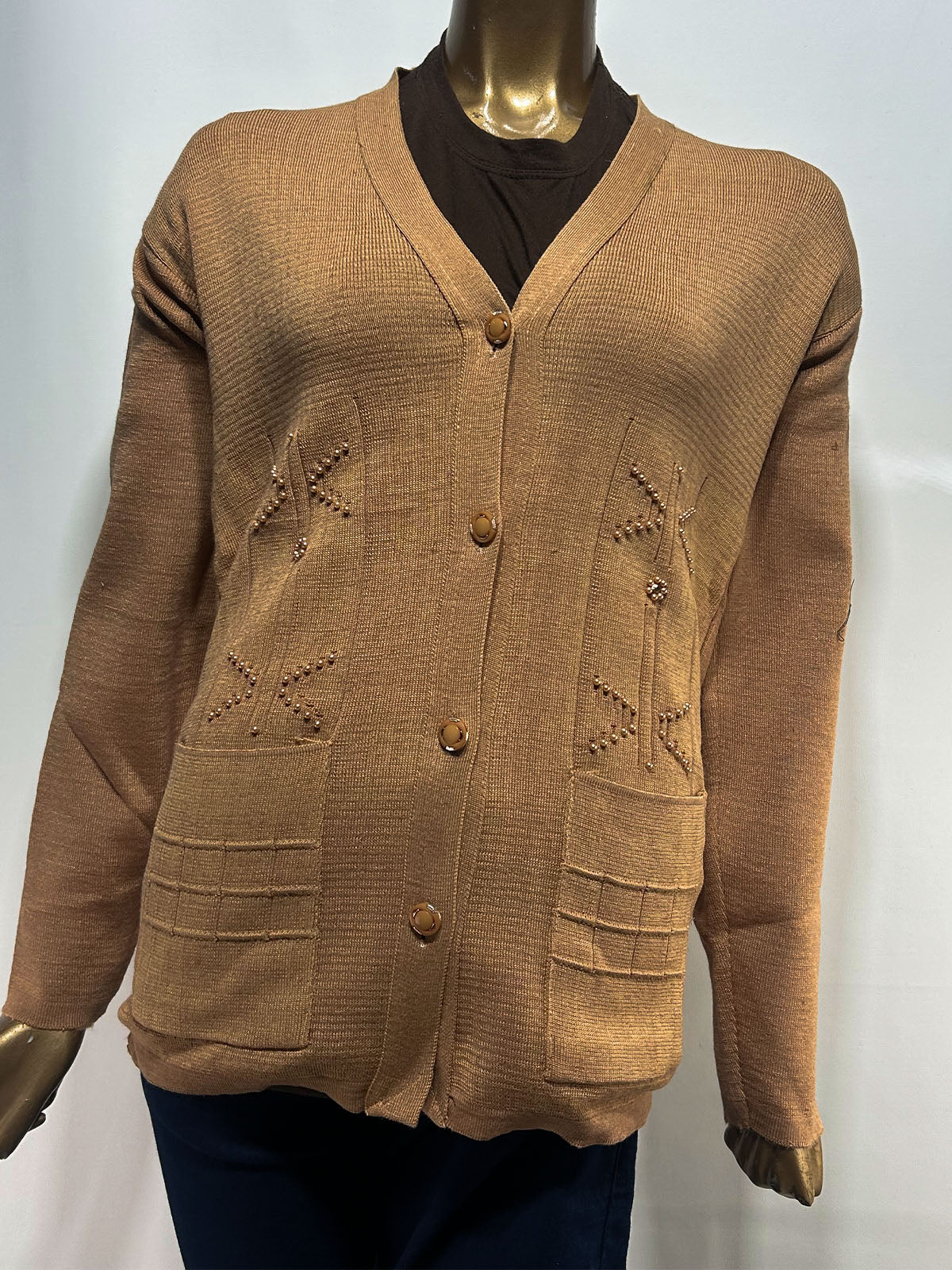 Brown Full Sleeves Sweater For Women WSW111
