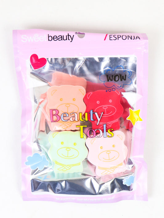 Pack Of 4 Makeup Sponge Beauty Blender Puff Bear Multicolor