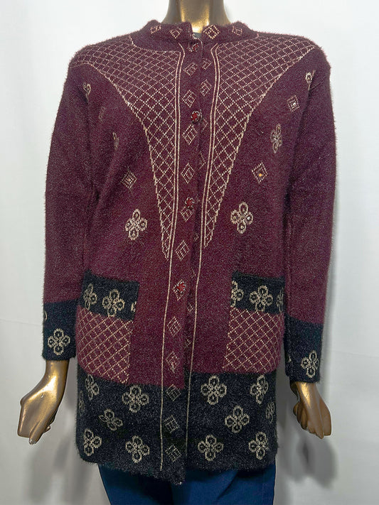 Maroon Full Sleeves Sweater For Women WSW112
