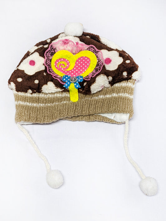 Multidesign Brown Beanie Winter Caps For Kids/Unisex Winter Hat/Warm Knitted Beanie for Kids KWC11