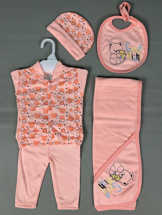 0Mth - 3Mth Good Night Light Pink 5Pcs Gift Set For Newborn HG NBGS179