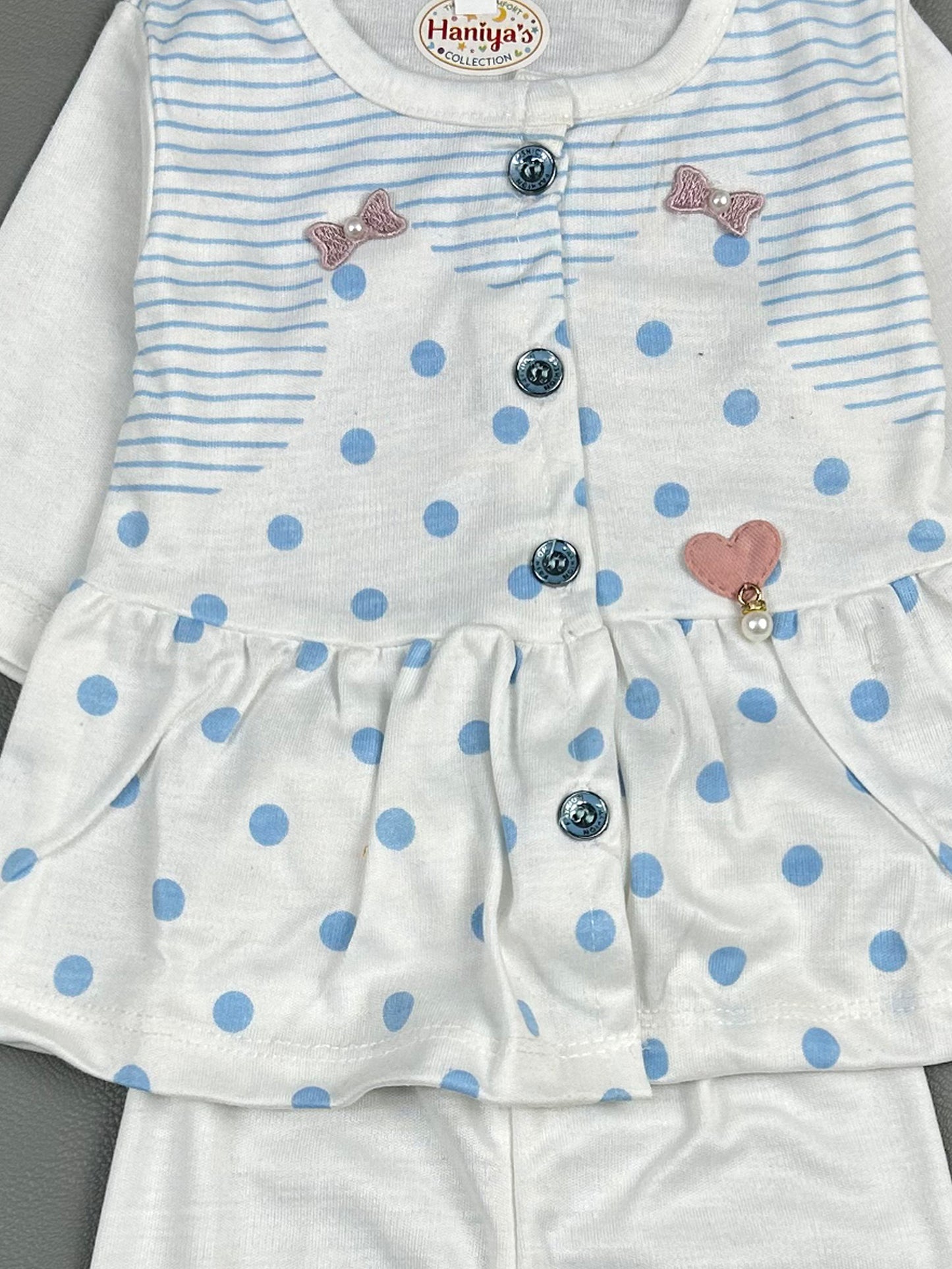 3Mth - 9Mth Heart Light Blue Baby Suit For Newborn NBS244