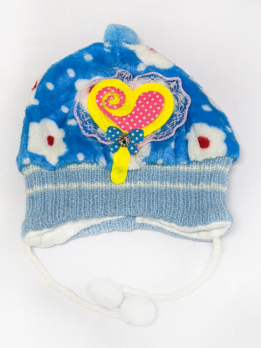 Multidesign Blue Beanie Winter Caps For Kids/Unisex Winter Hat/Warm Knitted Beanie for Kids KWC11