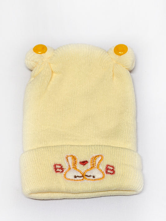 Light Yellow Beanie Winter Caps For Kids/Unisex Winter Hat/Warm Knitted Beanie for Kids KWC12