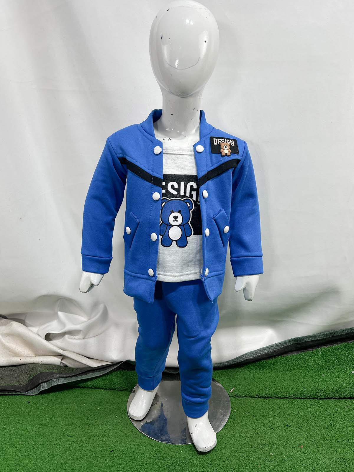1Yr - 4Yrs Fleece Bear Blue Suit For Kids SF BS568