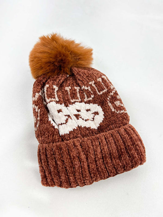 Smile Brown Beanie Winter Cap For Kids BWC35