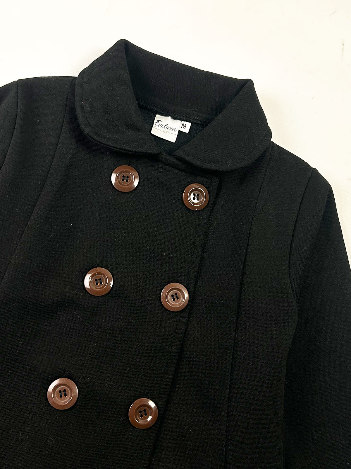 3Yrs - 5Yrs Black Fleece Double Breasted Coat For Girls GC11