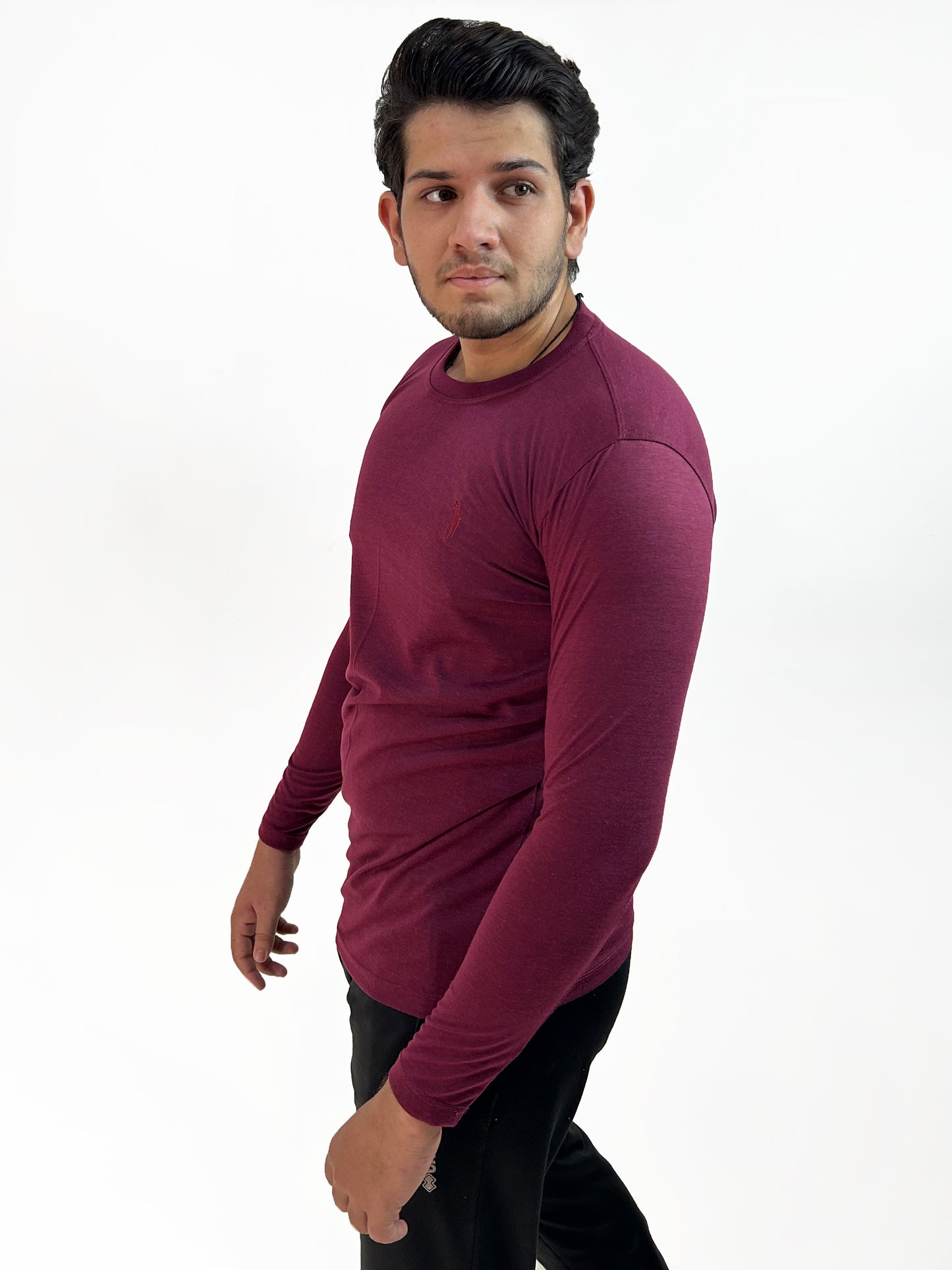 Maroon Plain Full Sleeves T-Shirt For Men MG MTS96