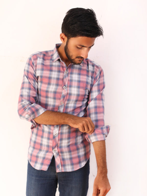 Pink Checks Casual Shirt For Men AZ MCS23